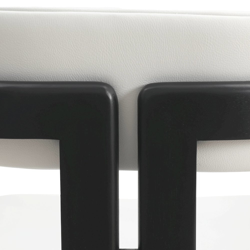 Velo Series Modern Dining Chair in Black Wood with Off White Seat. Picture 12