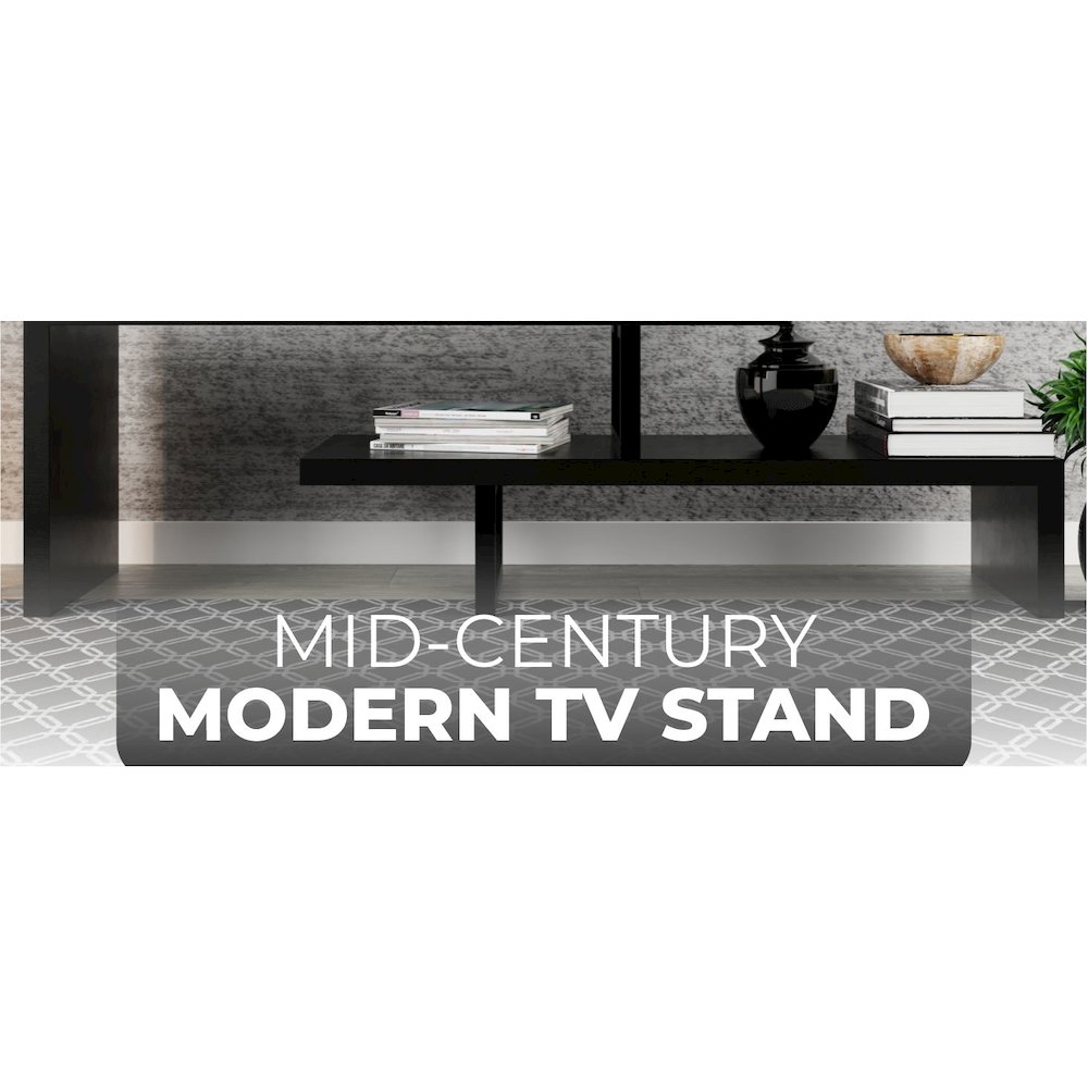 Orford Mid-Century Modern TV Stand in Ebony. Picture 22