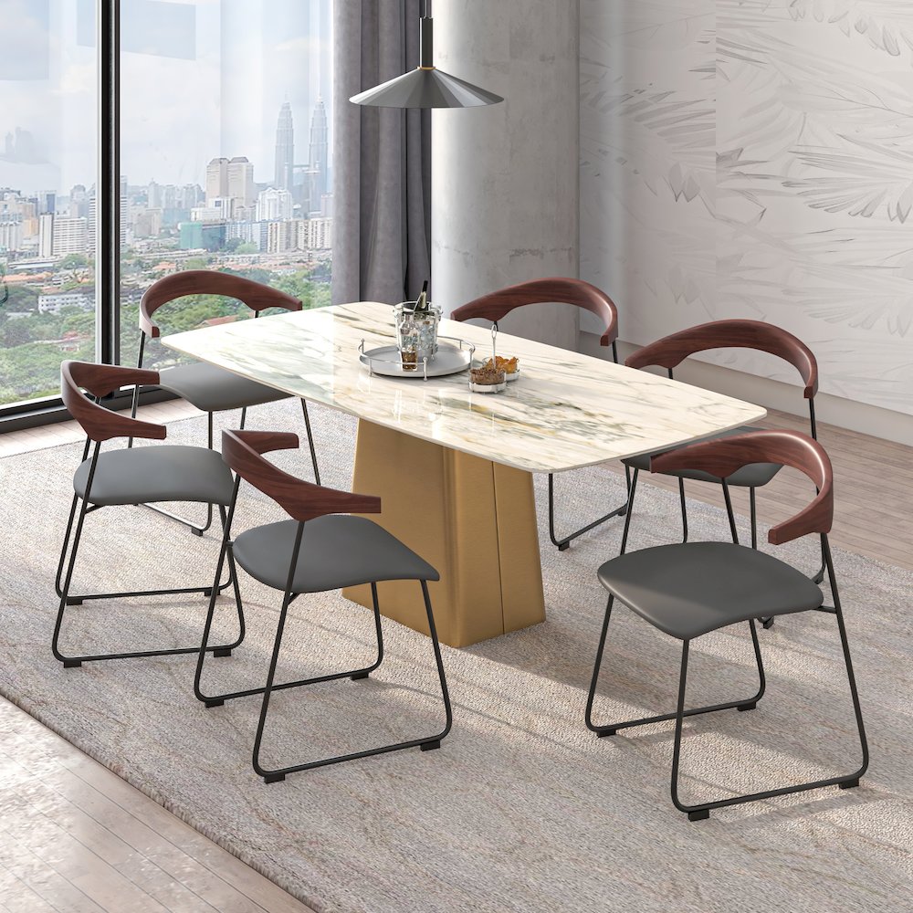 Lyra Collection Modern Chair in Black Walnut Color back and Black Seat. Picture 10