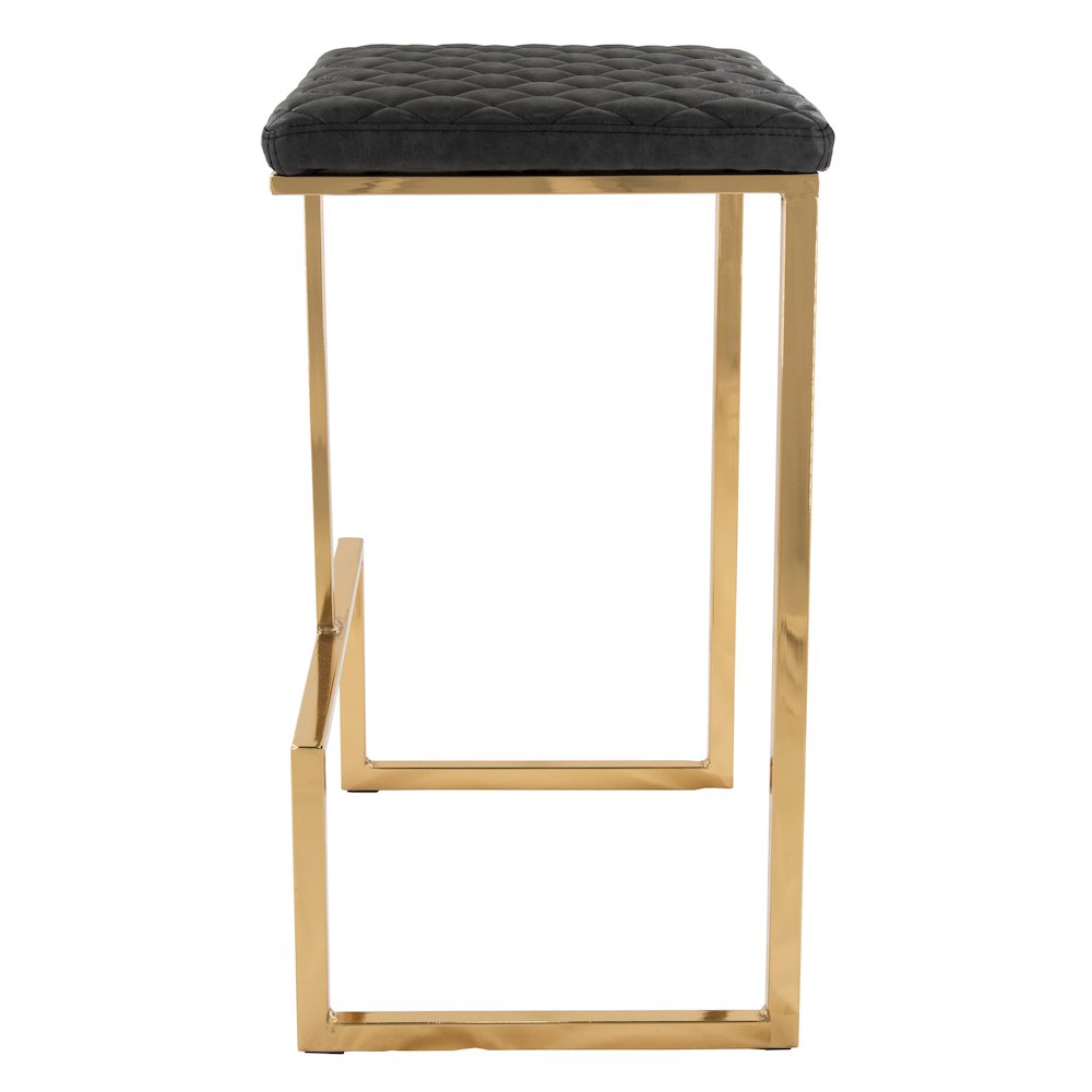 Quincy Quilted Stitched Leather Bar Stools With Gold Metal Frame. Picture 4