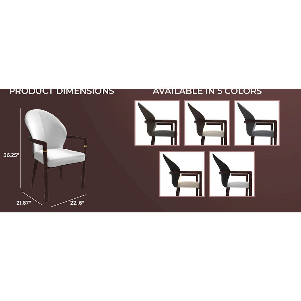 Opaline Series Elegant Wooden Dining Chair in Black Velvet and White. Picture 42