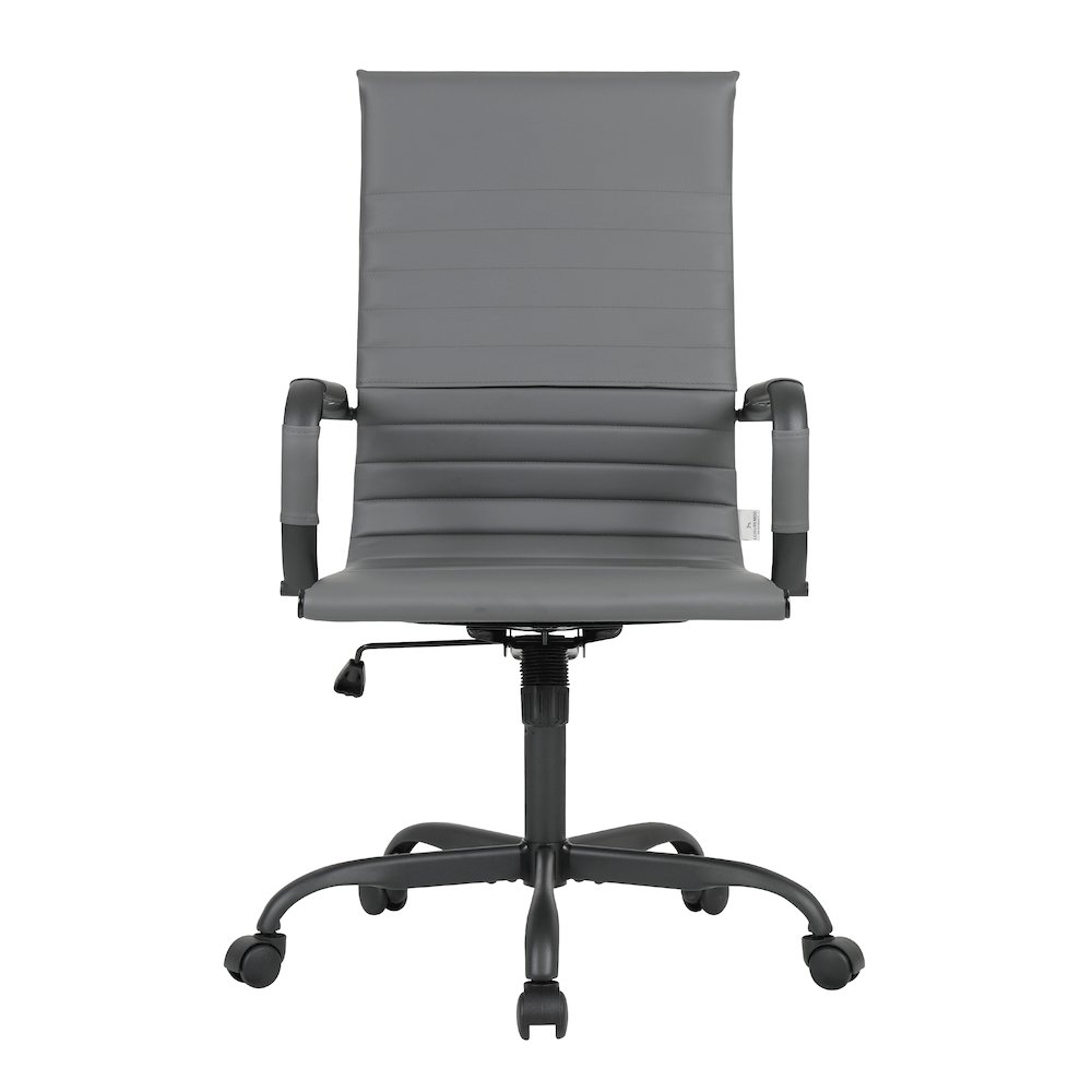 Harris Leather Home High-Back Office Chair in Grey With Black Frame. Picture 3