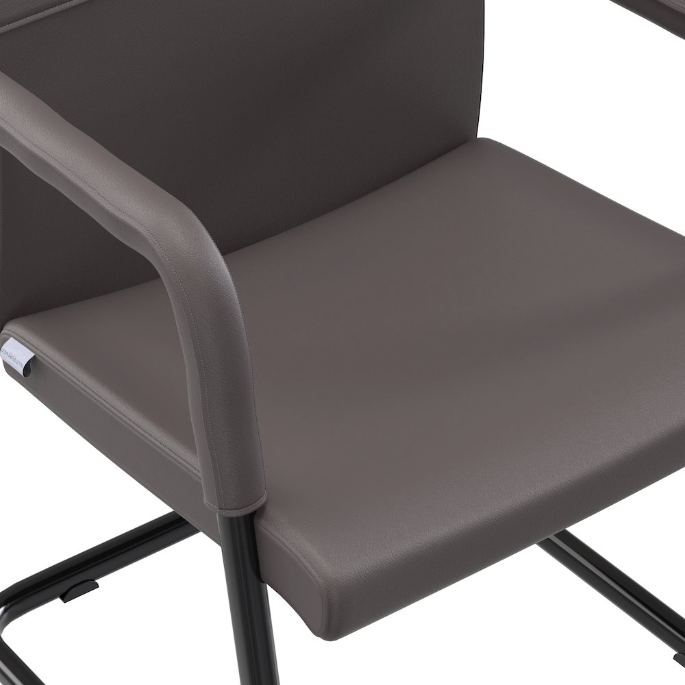 Evander Office Guest Chair in Grey Leather. Picture 23
