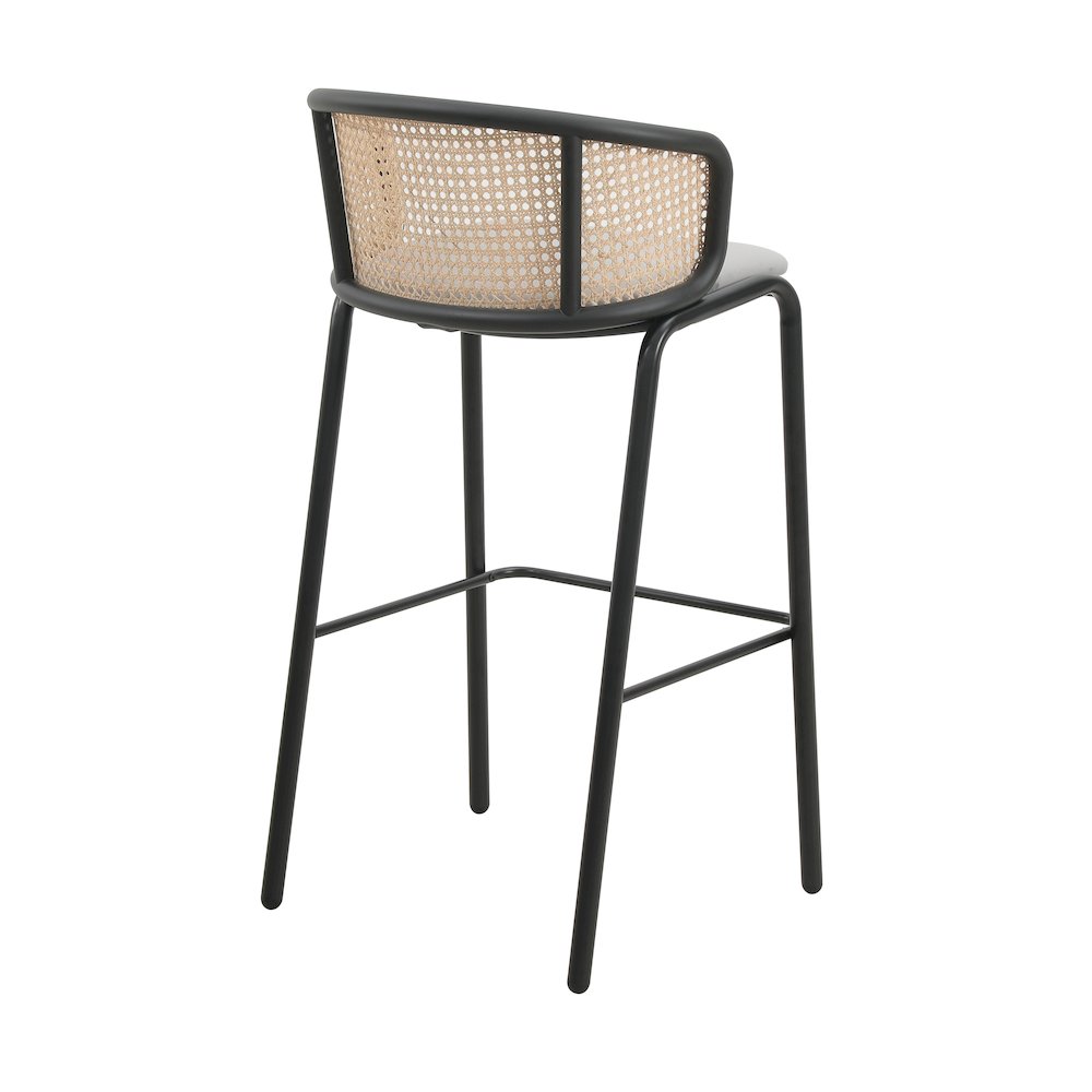 Ervilla Mid-Century Modern Wicker Bar Stool in Grey. Picture 7