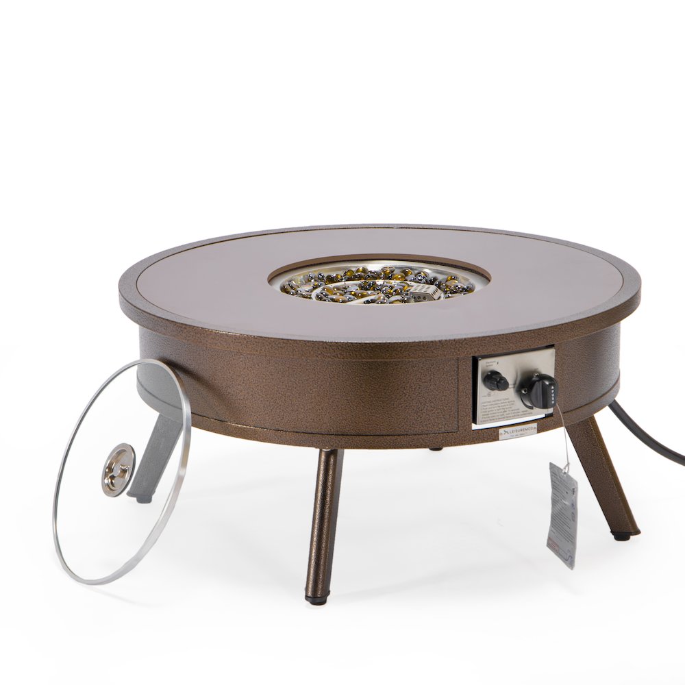 Walbrooke Outdoor Patio Aluminum Round Fire Pit Side Table. Picture 3