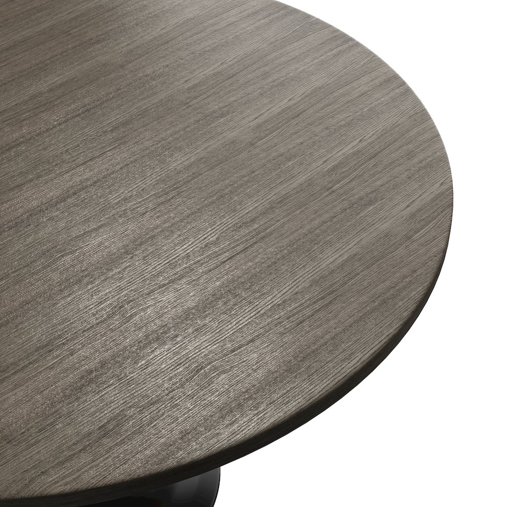 Verve Collection 48 Round Dining Table, Black Base with Dark Maple MDF Top. Picture 10