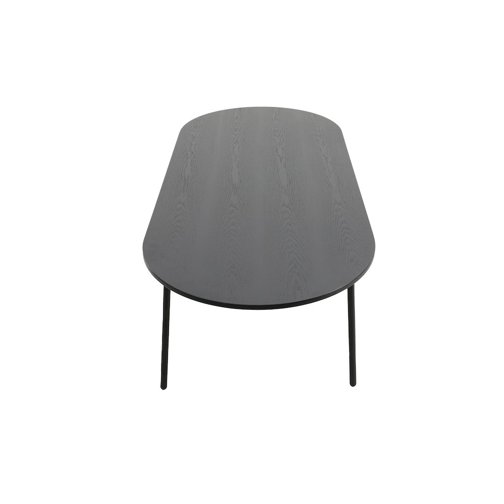 Tule Modern 83" Oval Dining Table with MDF Top and Black Steel Legs in Black. Picture 4