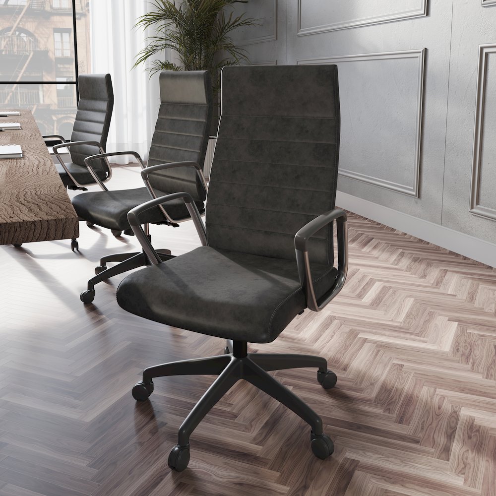 Hilton Leather Office Chair in Charcoal. Picture 10