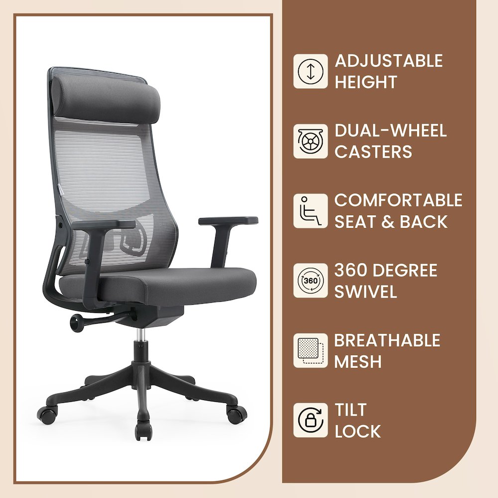 Office Dale Series Office Task Chair In Grey. Picture 7