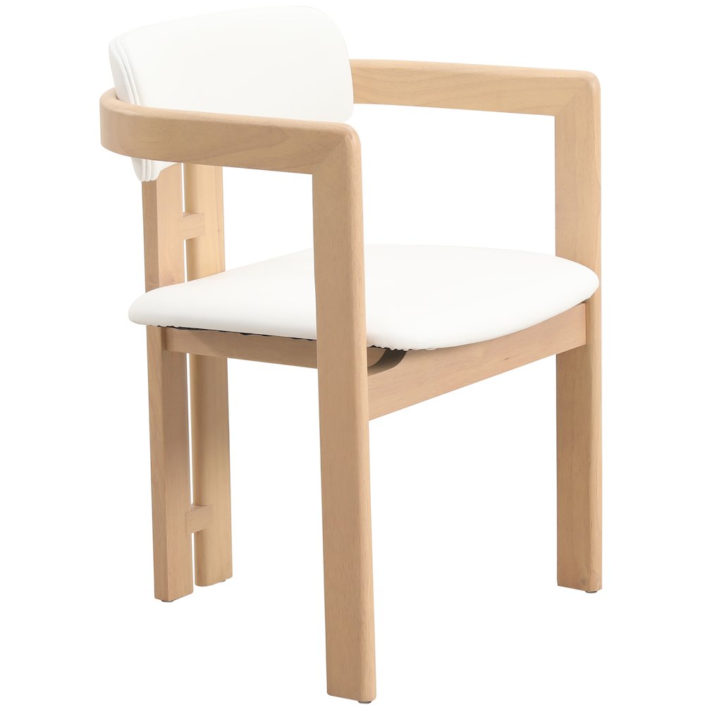 Velo Series Modern Dining Chair in Natrual Wood with White Seat. Picture 3