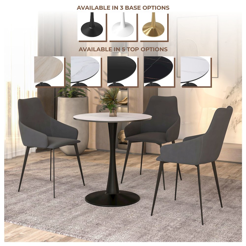 Leisyremod Bristol 27" Round Dining Table Black base with White top. Picture 12
