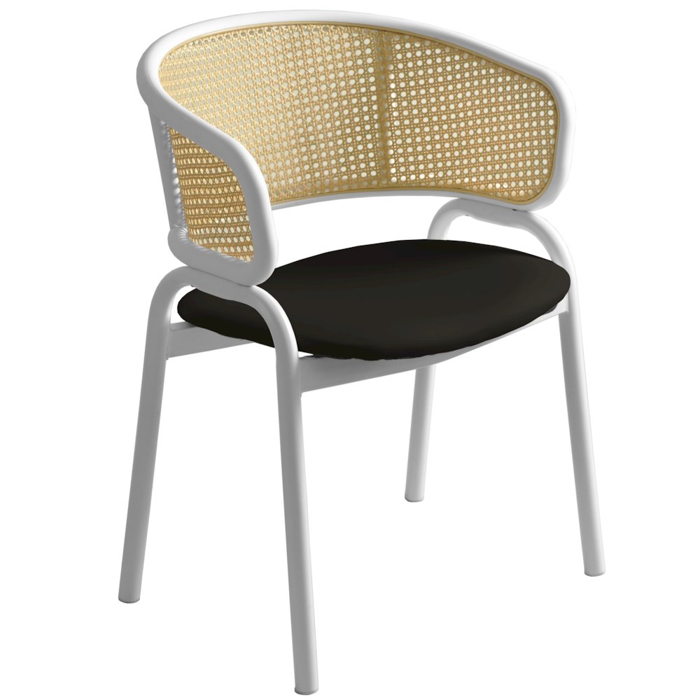 Ervilla - Dining Chair - White frame in Black Leather. Picture 19