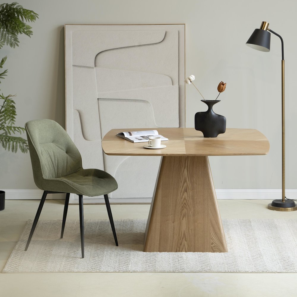 Zephry Collection Modern Dining Wooden Square Dining Table in Natural Wood. Picture 26