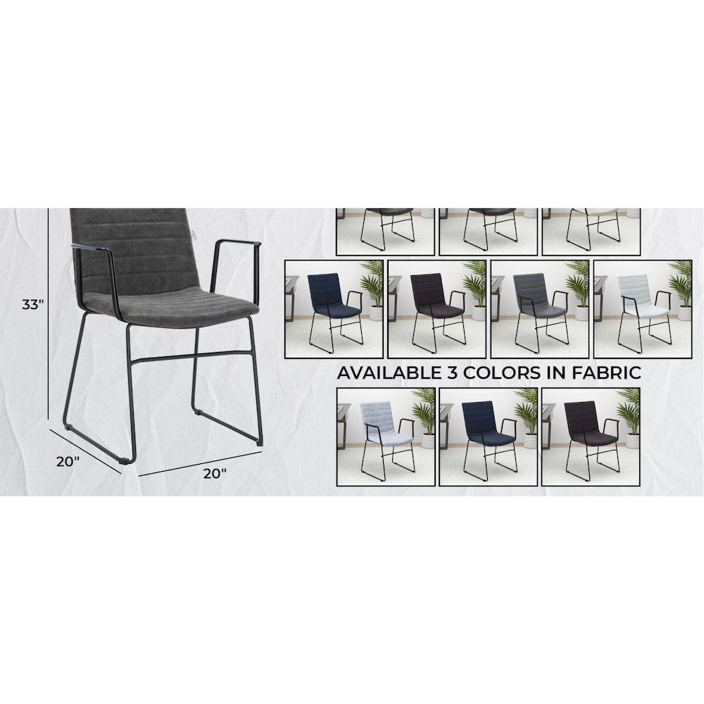 Zylar Series Office Guest Arm Chair in Charcoal Leather. Picture 20