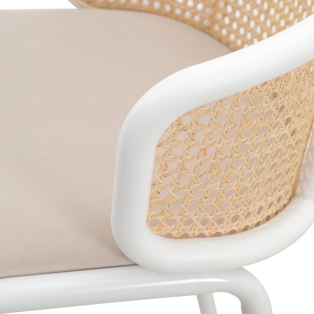 Ervilla Mid-Century Modern Wicker Bar Stool in Beige. Picture 11