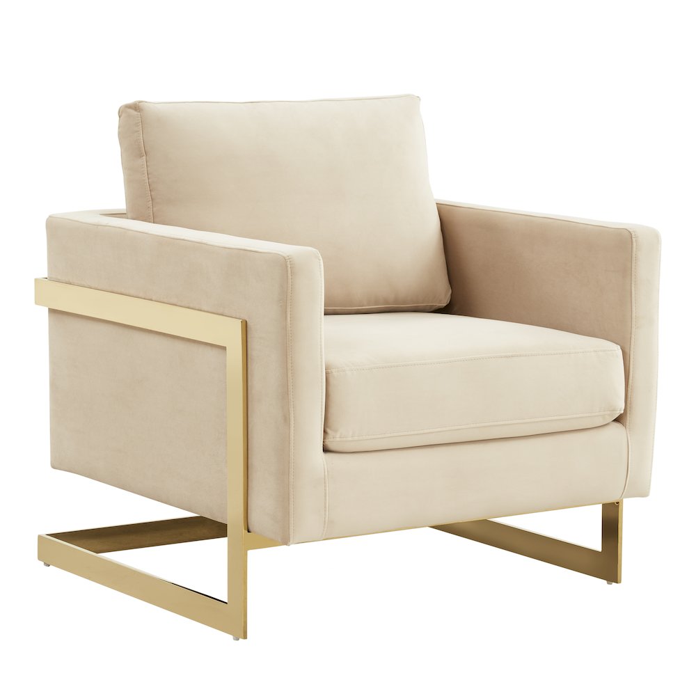 Lincoln Velvet Accent Armchair With Gold Frame. Picture 1