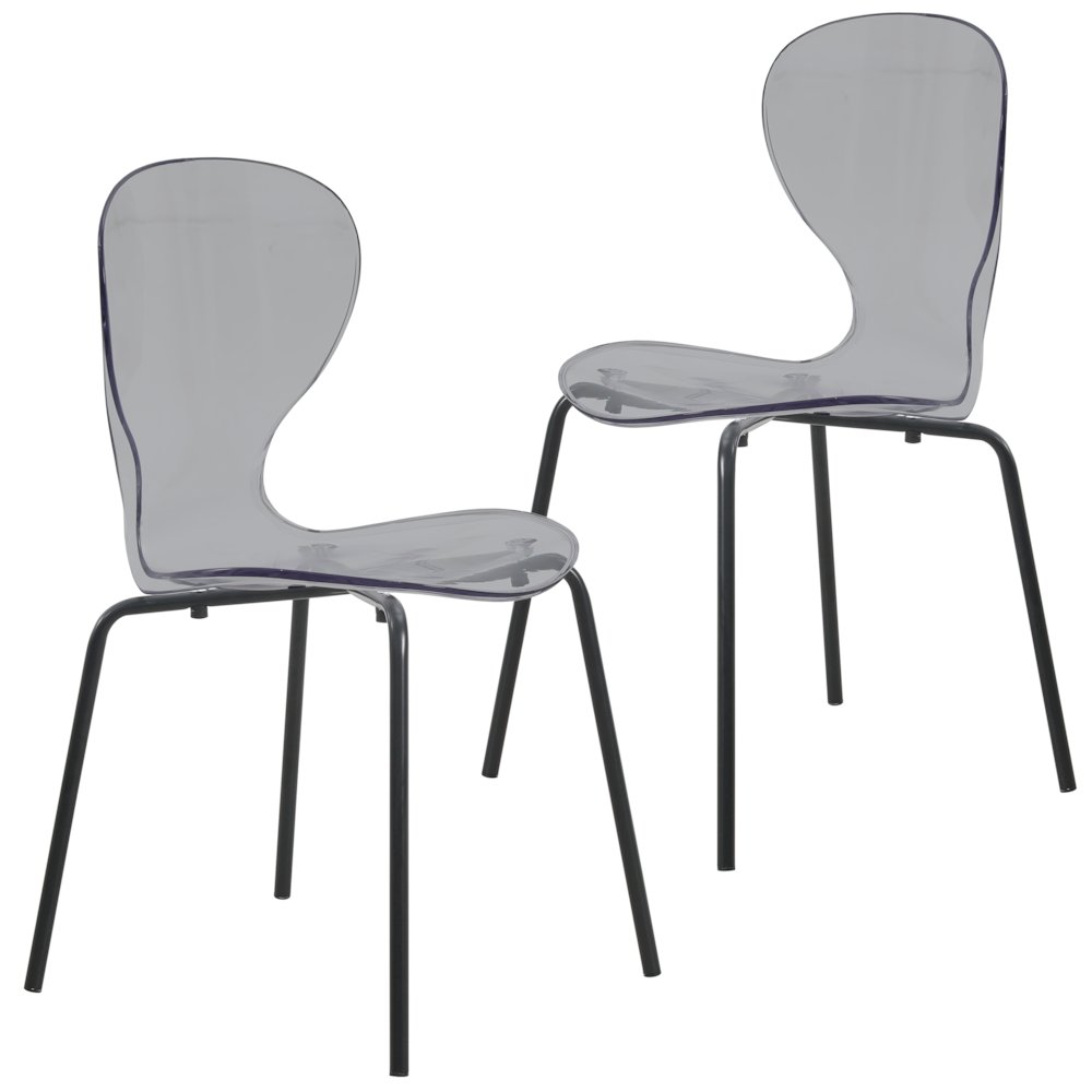 Modern Oyster Transparent Side Chair in Black Base. Picture 2