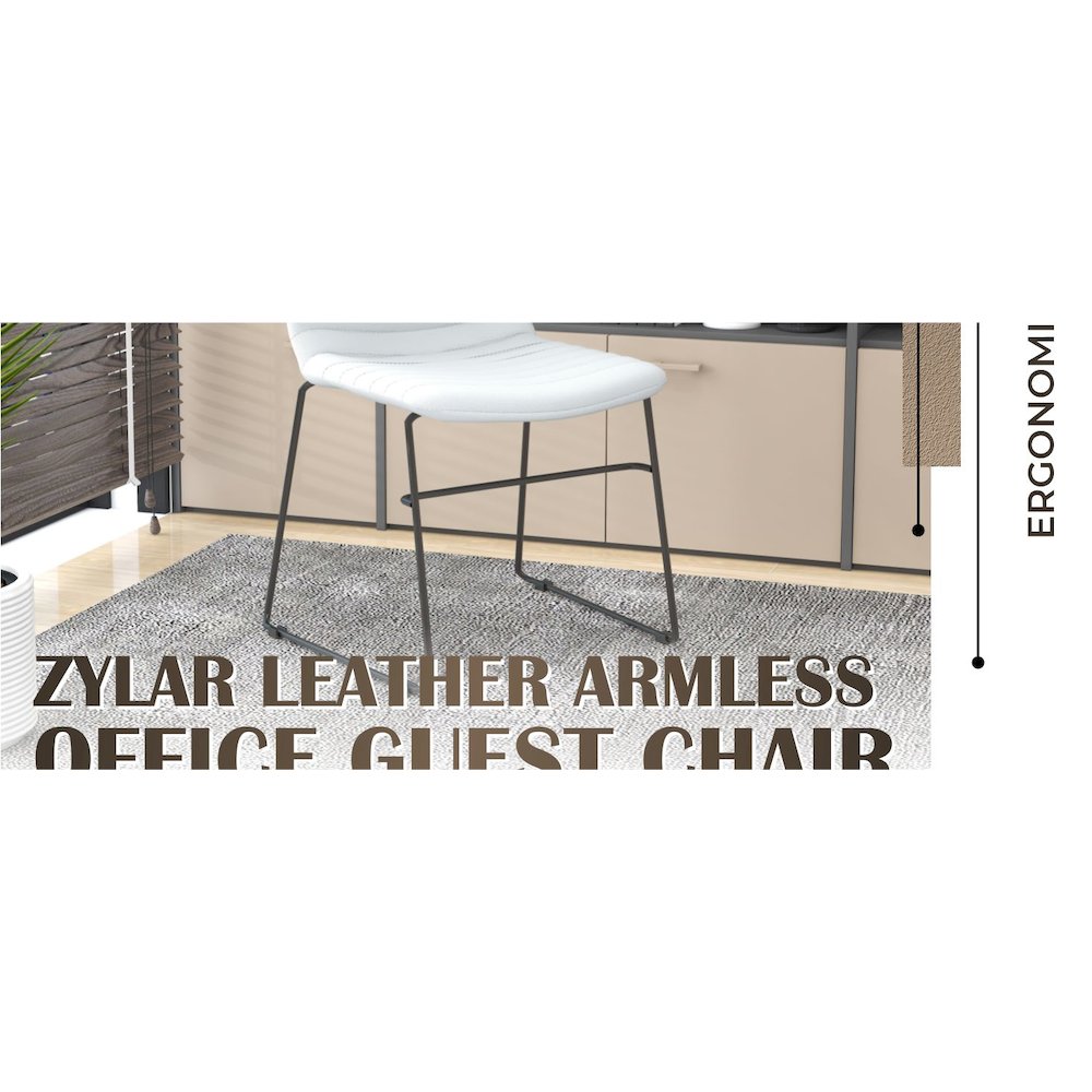 Zylar Series Office Guest Chair in White Leather. Picture 30