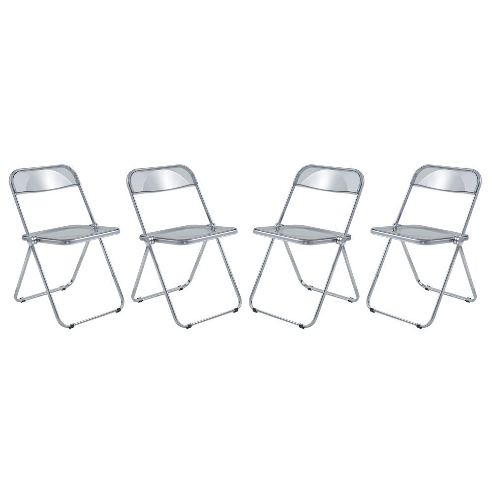 Lawrence Acrylic Folding Chair With Metal Frame, Set of 4. Picture 7