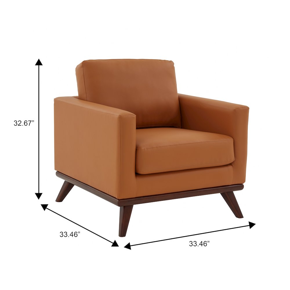 Chester Modern Leather Accent Arm Chair With Birch Wood Base. Picture 1