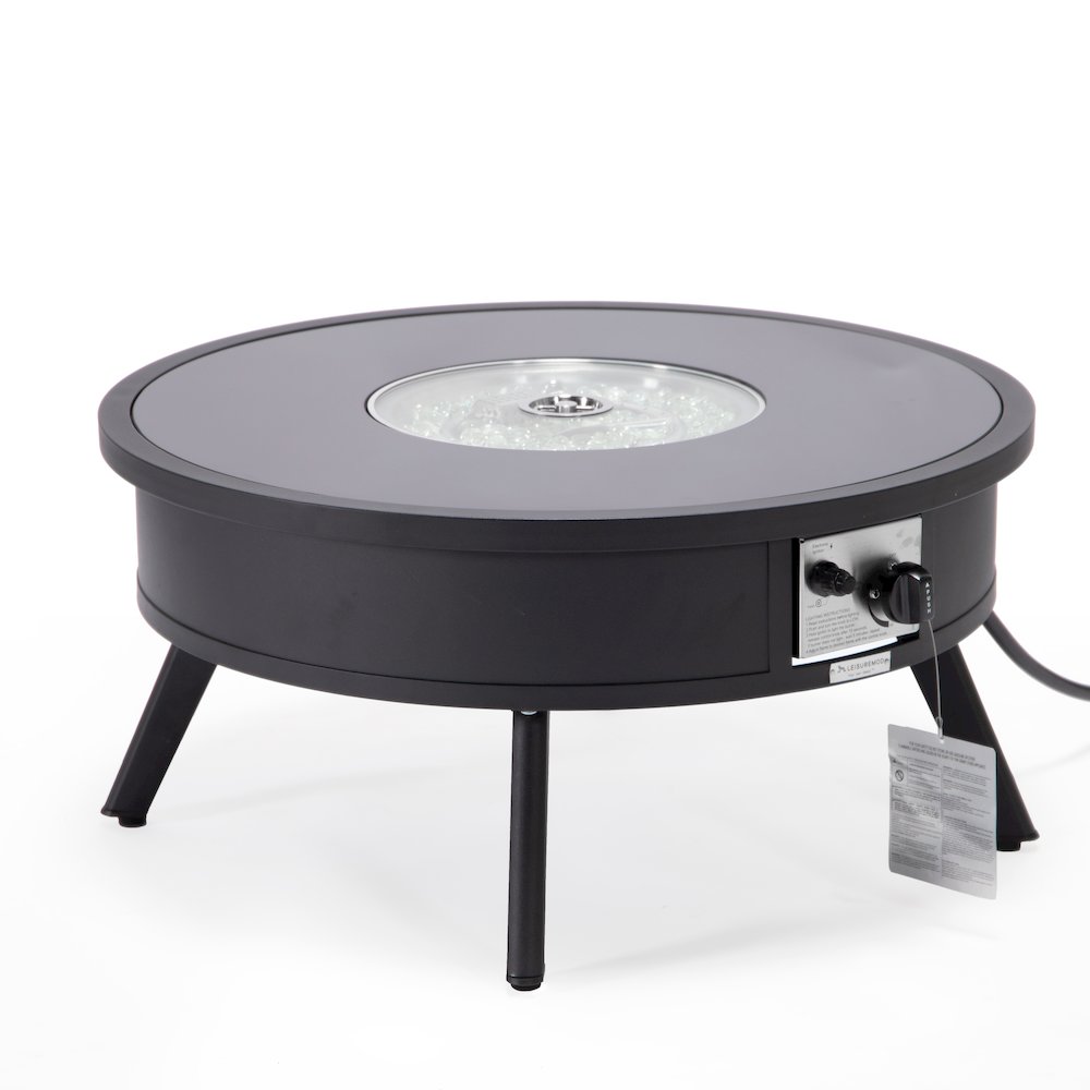 Walbrooke Patio Round Fire Pit and Tank Holder in Black. Picture 6