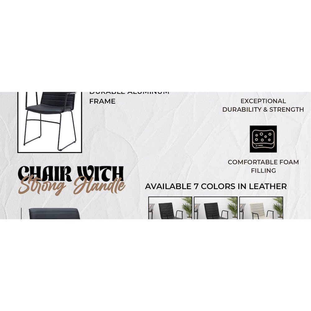 Zylar Series Office Guest Arm Chair in Black Leather. Picture 23