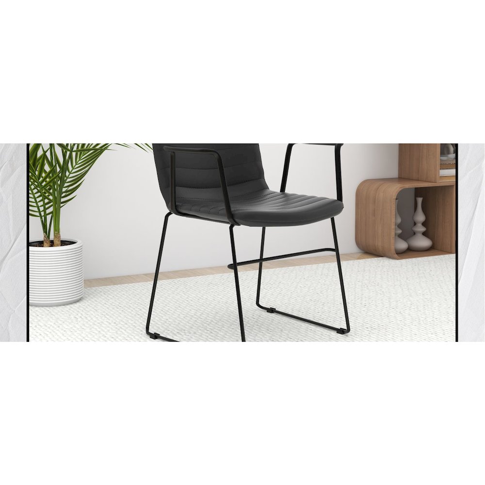 Zylar Series Office Guest Arm Chair in Black Leather. Picture 24