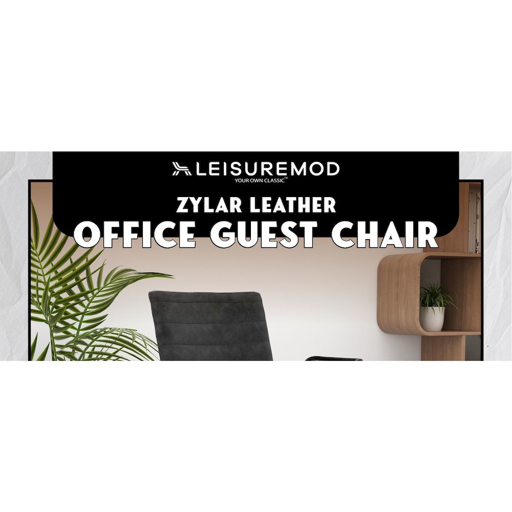 Zylar Series Office Guest Arm Chair in Charcoal Leather. Picture 24