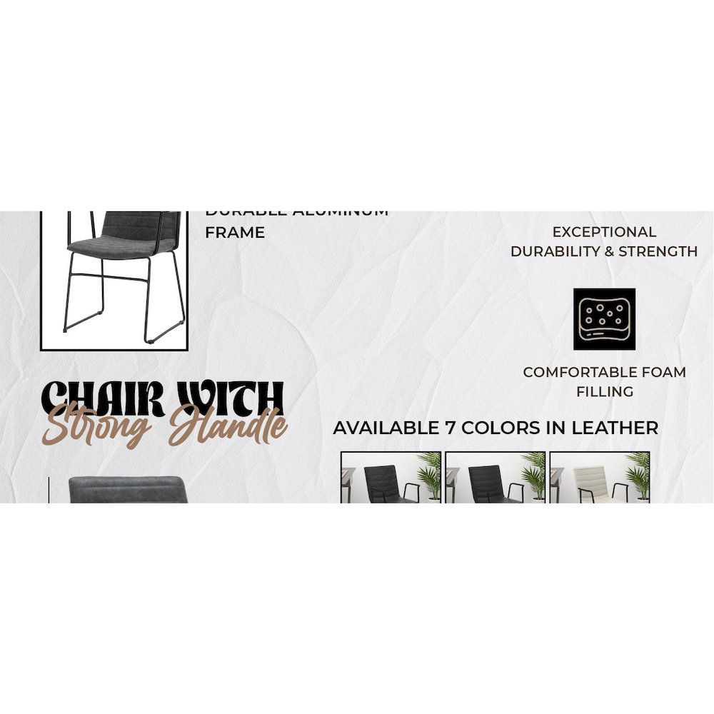 Zylar Series Office Guest Arm Chair in Charcoal Leather. Picture 22