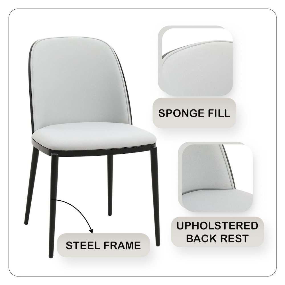 Tule 9-Piece Dining Set in Steel Frame with 8 Upholstered Seat Dining Table. Picture 29