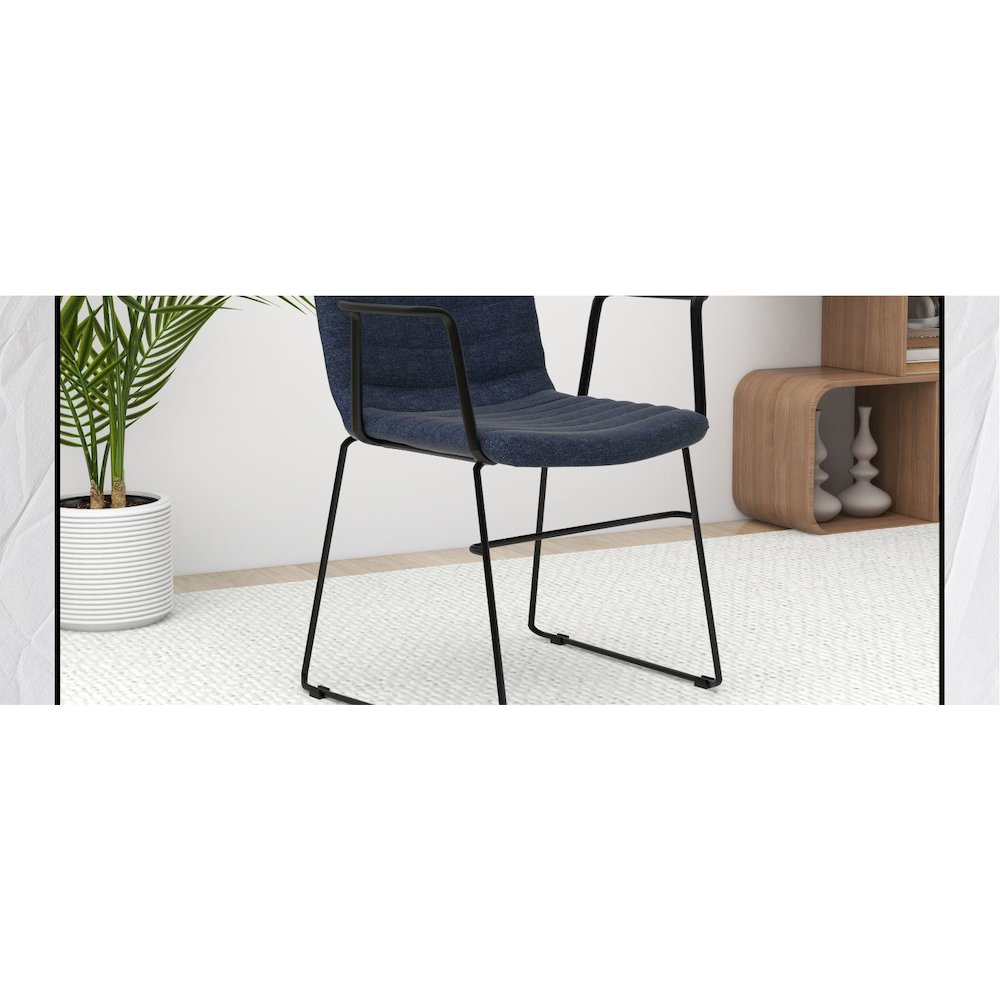 Zylar Series Office Guest Arm Chair in Dark Blue Fabric. Picture 23