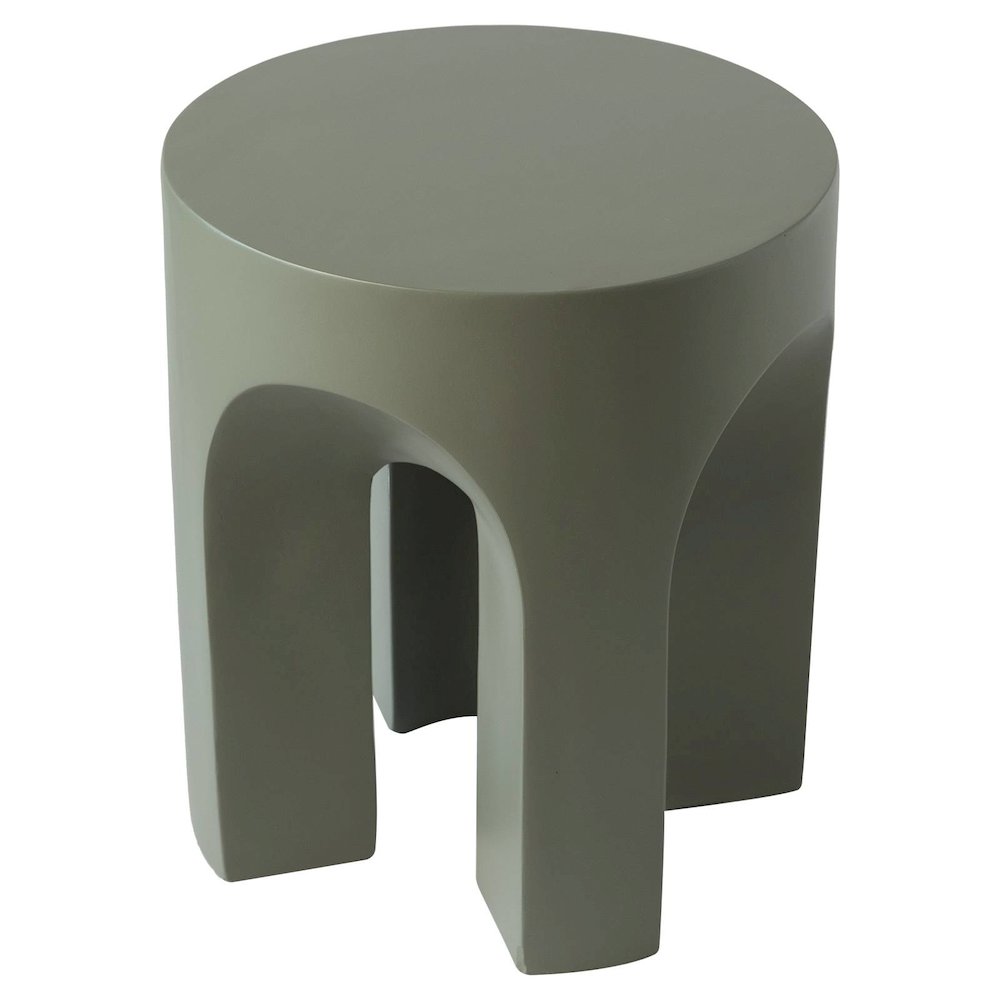 Crus Collection Fiberglass Outdoor Side Table in Grey. Picture 10