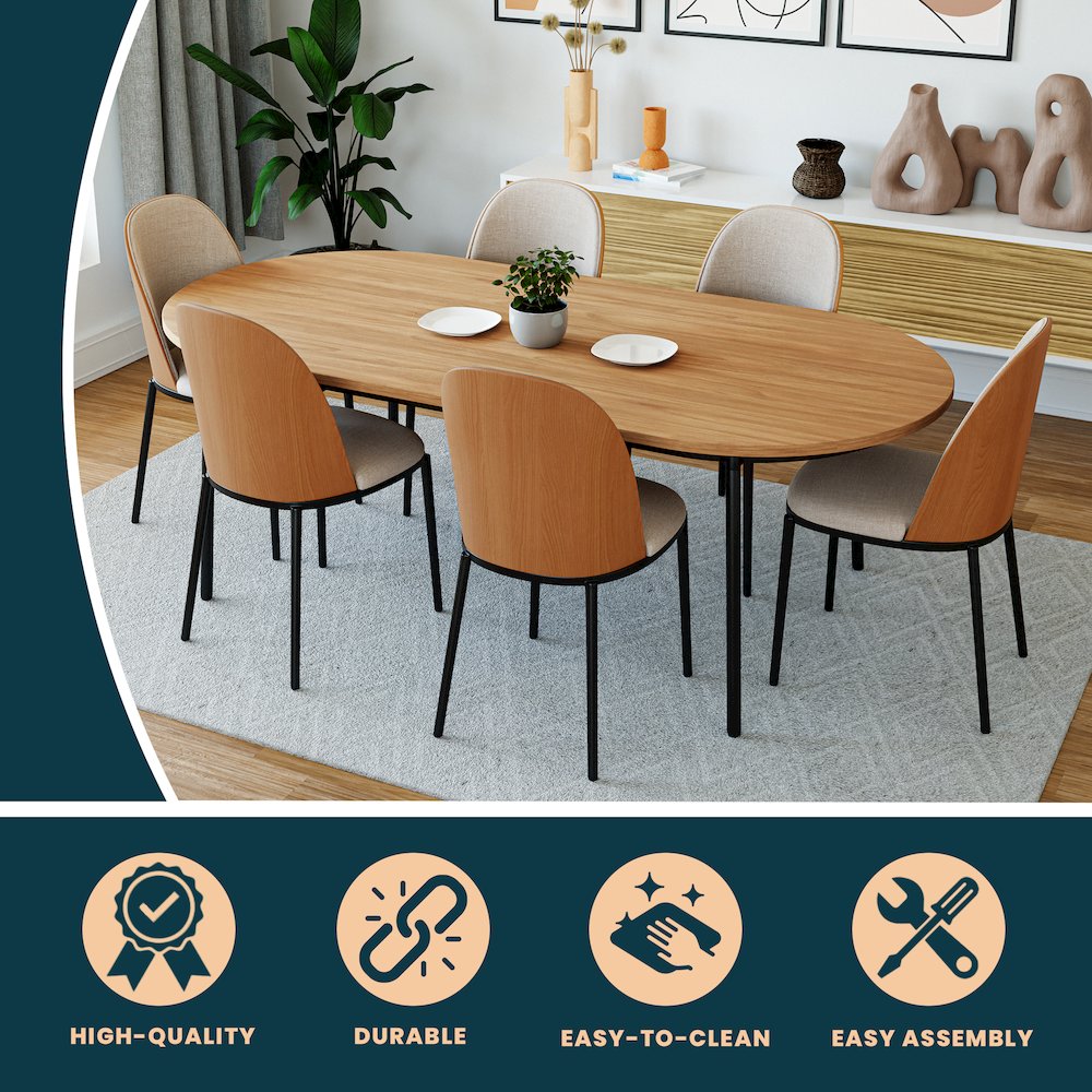 Tule Modern 83" Oval Dining Table in Natural Wood. Picture 17