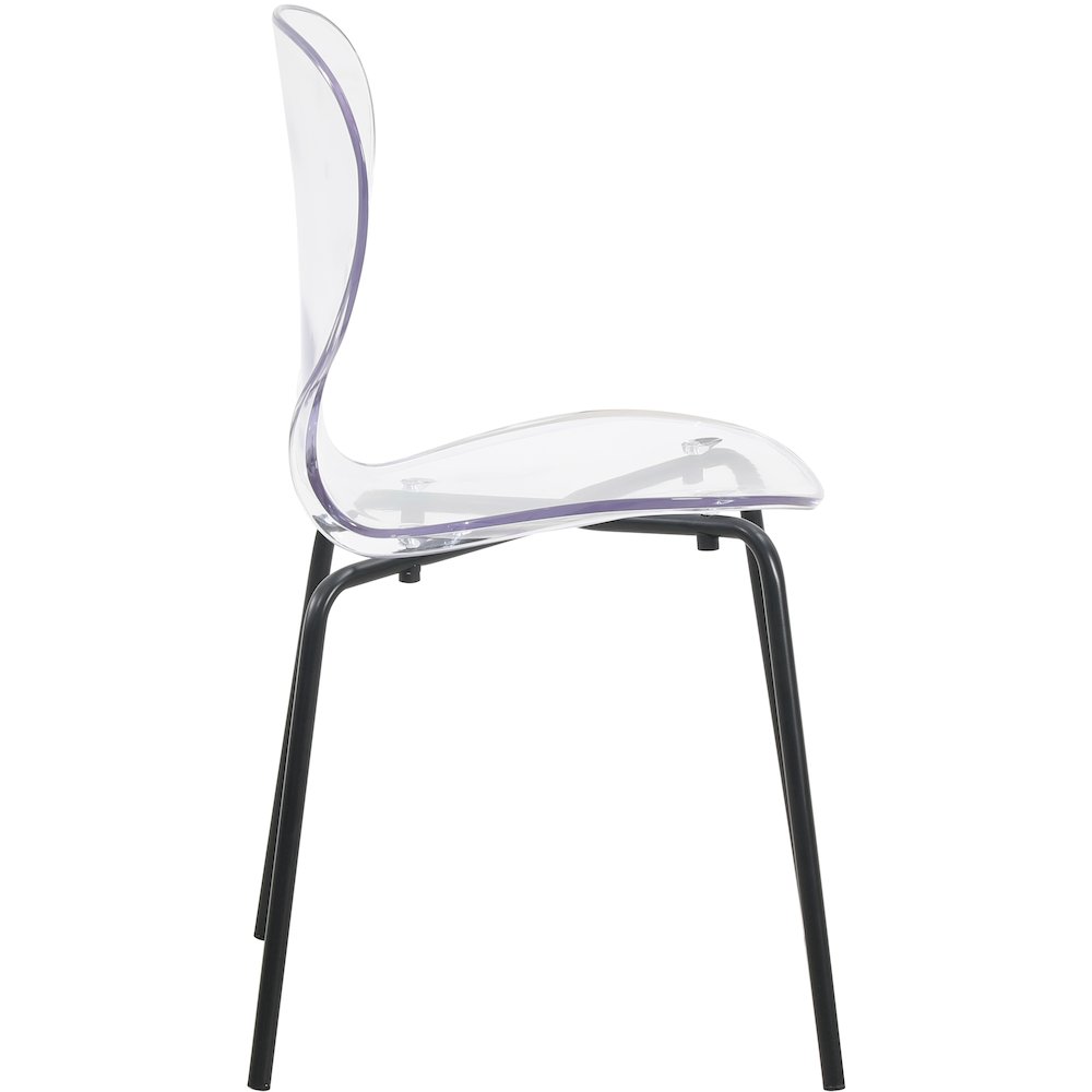 Modern Oyster Transparent Side Chair in Black Base set of 4. Picture 8