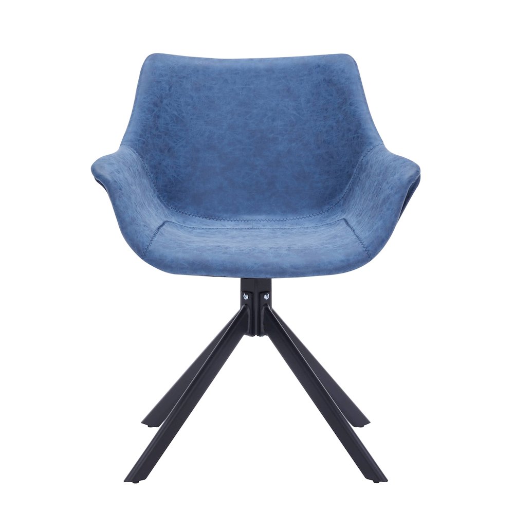 Markley Modern Leather Dining Swival Arm Chair in Light Blue. Picture 4