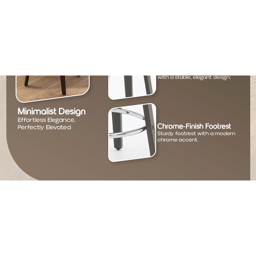 Wooden Counter Stool Pelya Collection Modern Style Walnut Glazed color in Brown. Picture 29