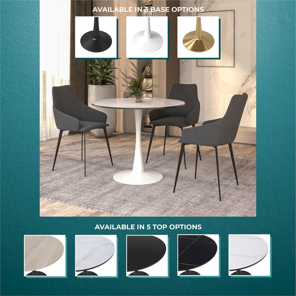 Bristol 35" round dining table White base with White Sintered stone Top. Picture 21
