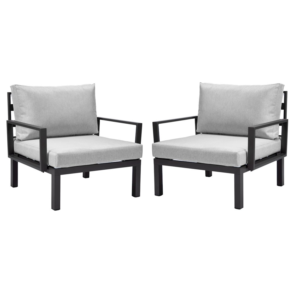 Hamilton Aluminum Patio Armchairs With Cushions Set of 2 in Light Grey. Picture 6