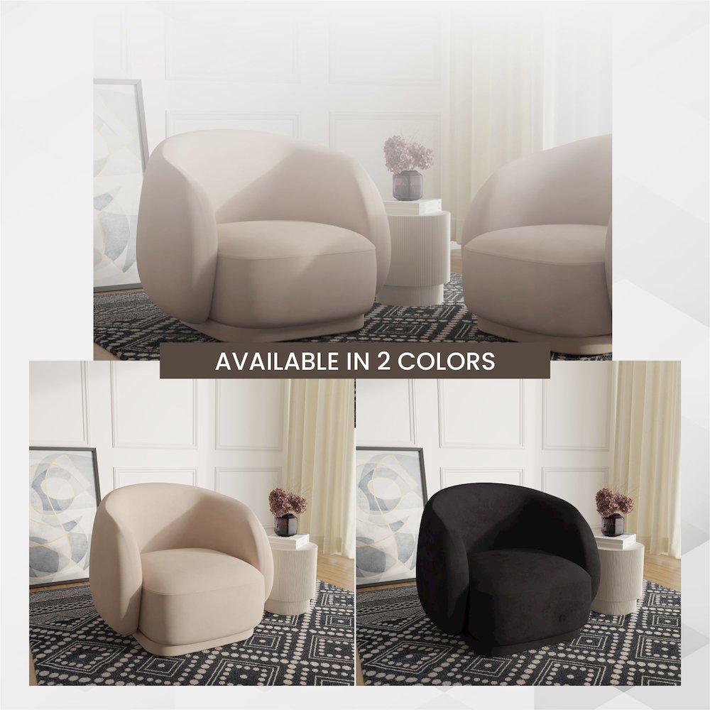 Faze Collection Modern Single Seater Sofa in Beige Velvet. Picture 4