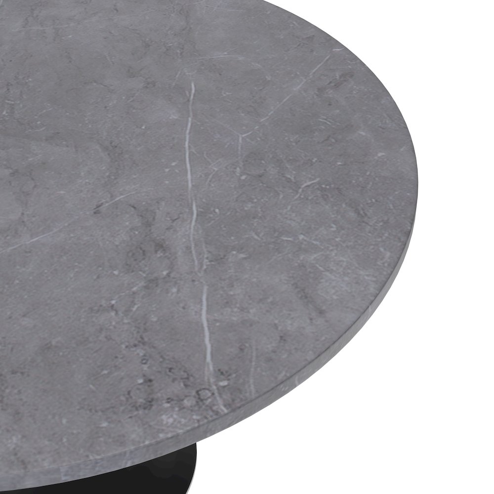 Verve Collection 48 Round Dining Table, Black Base with Sintered Stone Grey Top. Picture 9