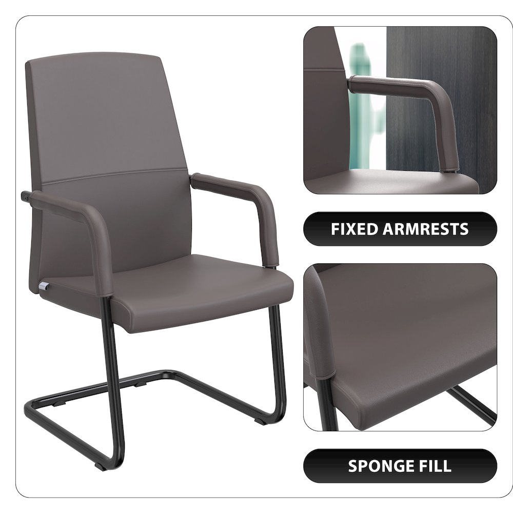 Evander Office Guest Chair in Grey Leather. Picture 3