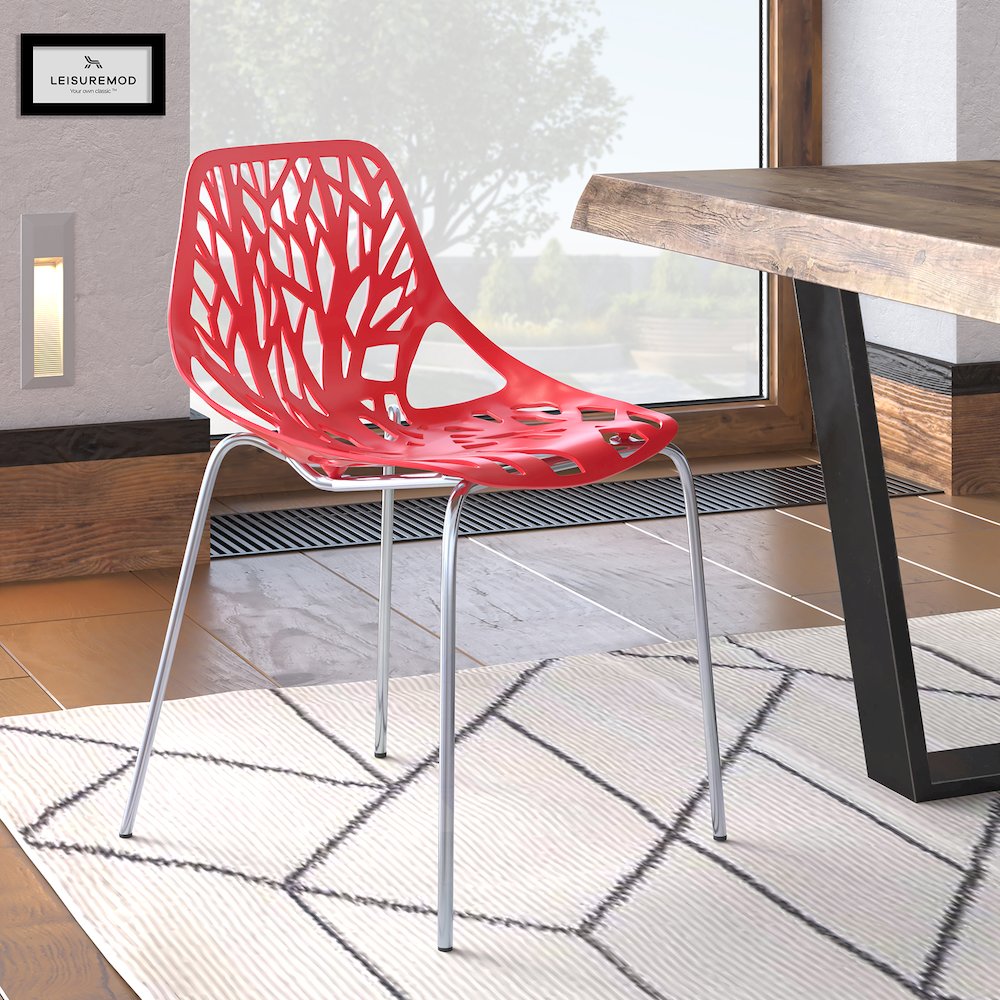 Modern Asbury Dining Chair w/ Chromed Legs. Picture 11
