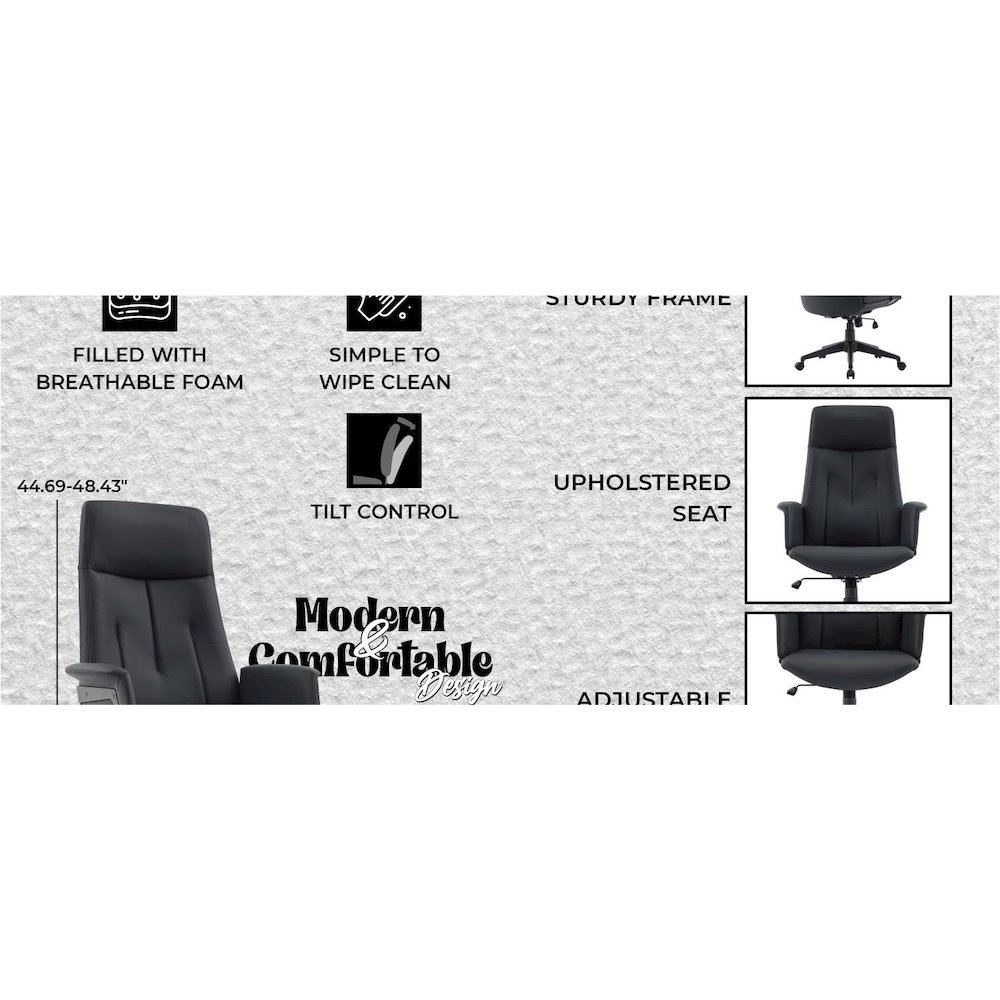 Inifini Collection Modern Office Chair In Black. Picture 24
