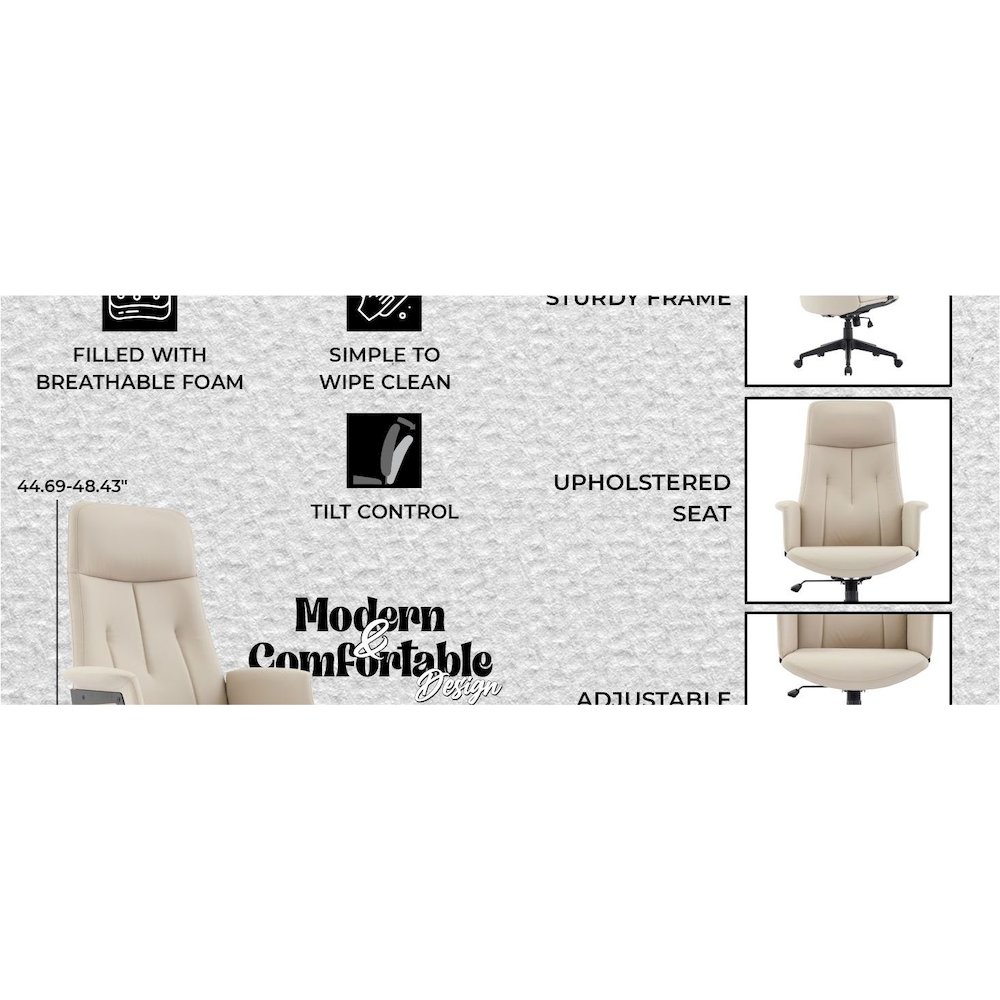 Inifini Collection Modern Office Chair In Tan. Picture 24