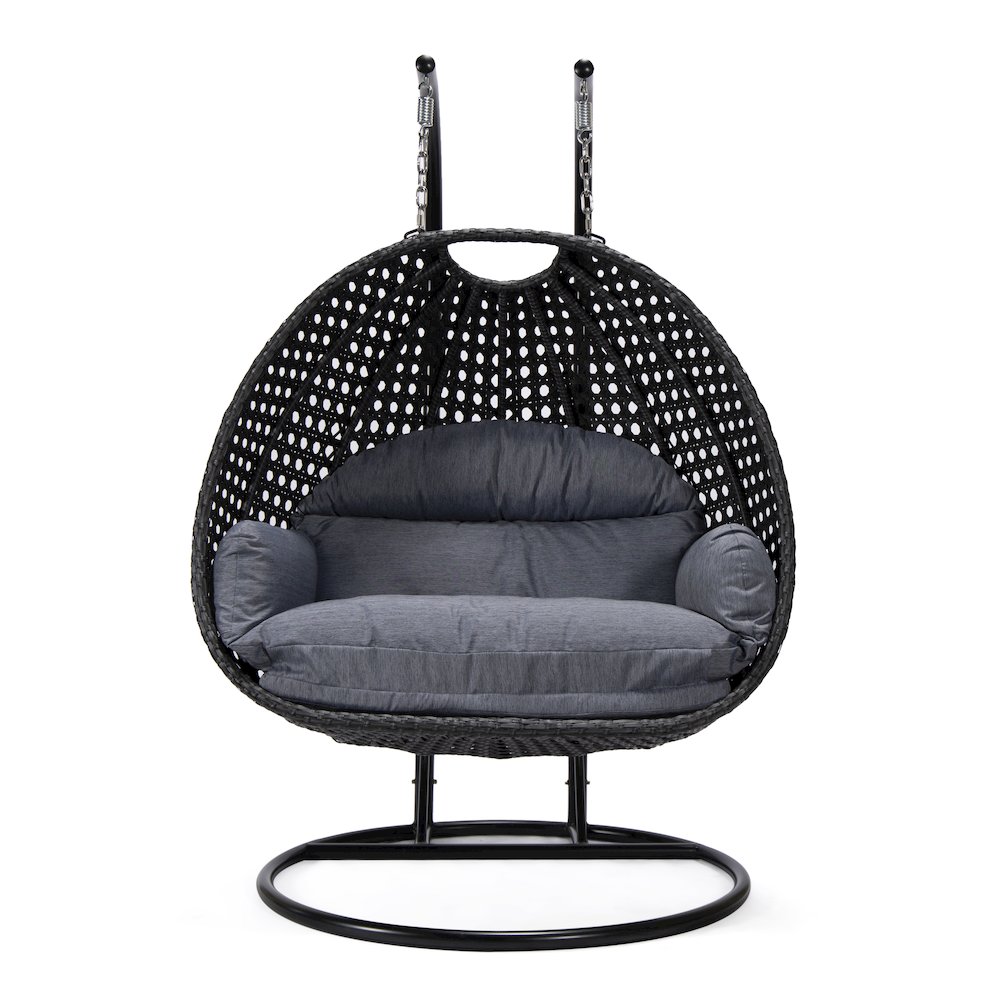 Mendoza Charcoal Wicker Hanging 2 person Egg Swing Chair. Picture 3