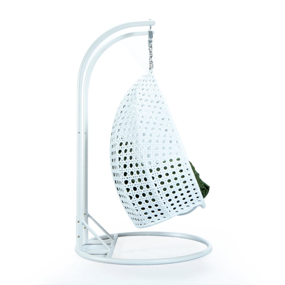 White Wicker Hanging 2 person Egg Swing Chair. Picture 5