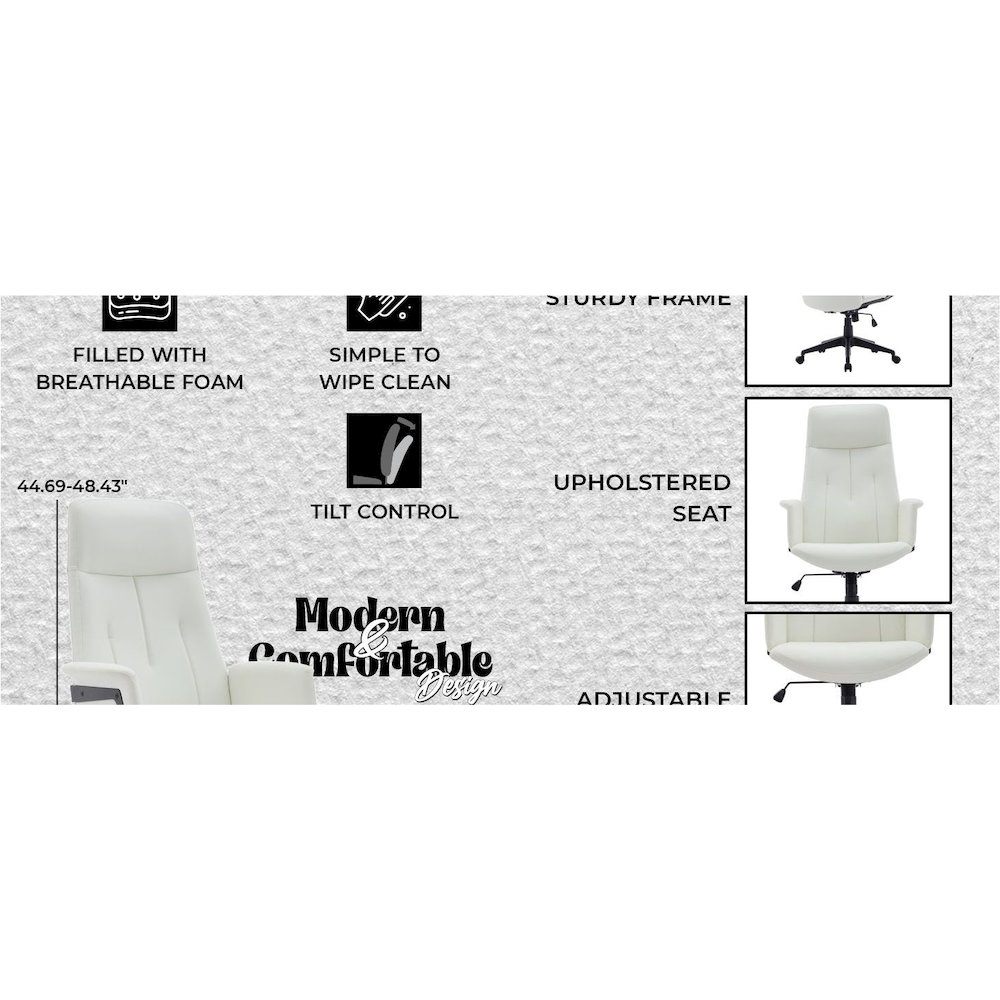 Inifini Collection Modern Office Chair In White. Picture 24