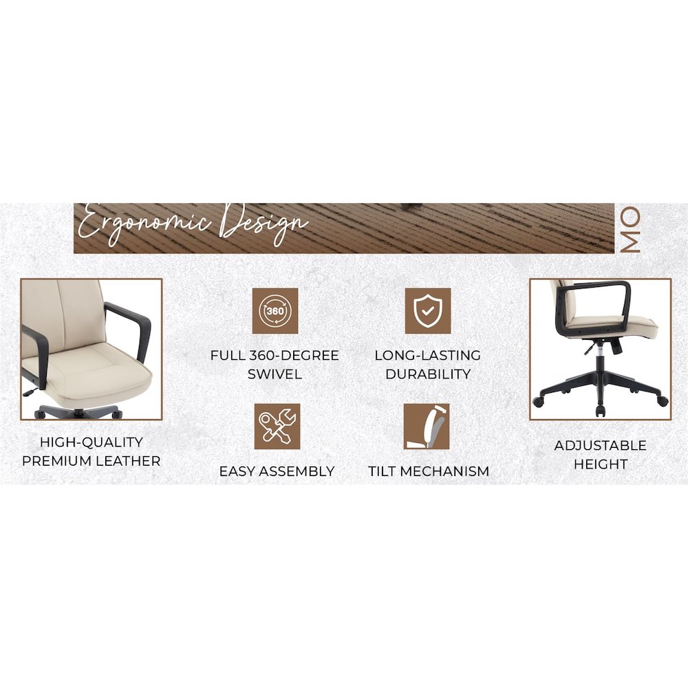 Aiaria Collection Modern Office Chair In Tan. Picture 37
