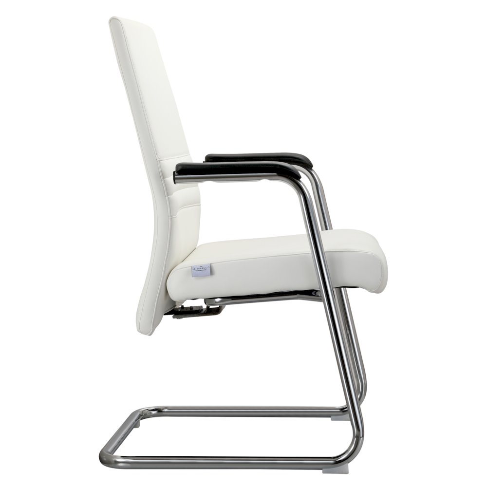 Aleen Series Guest Office Chair In White Leather. Picture 11