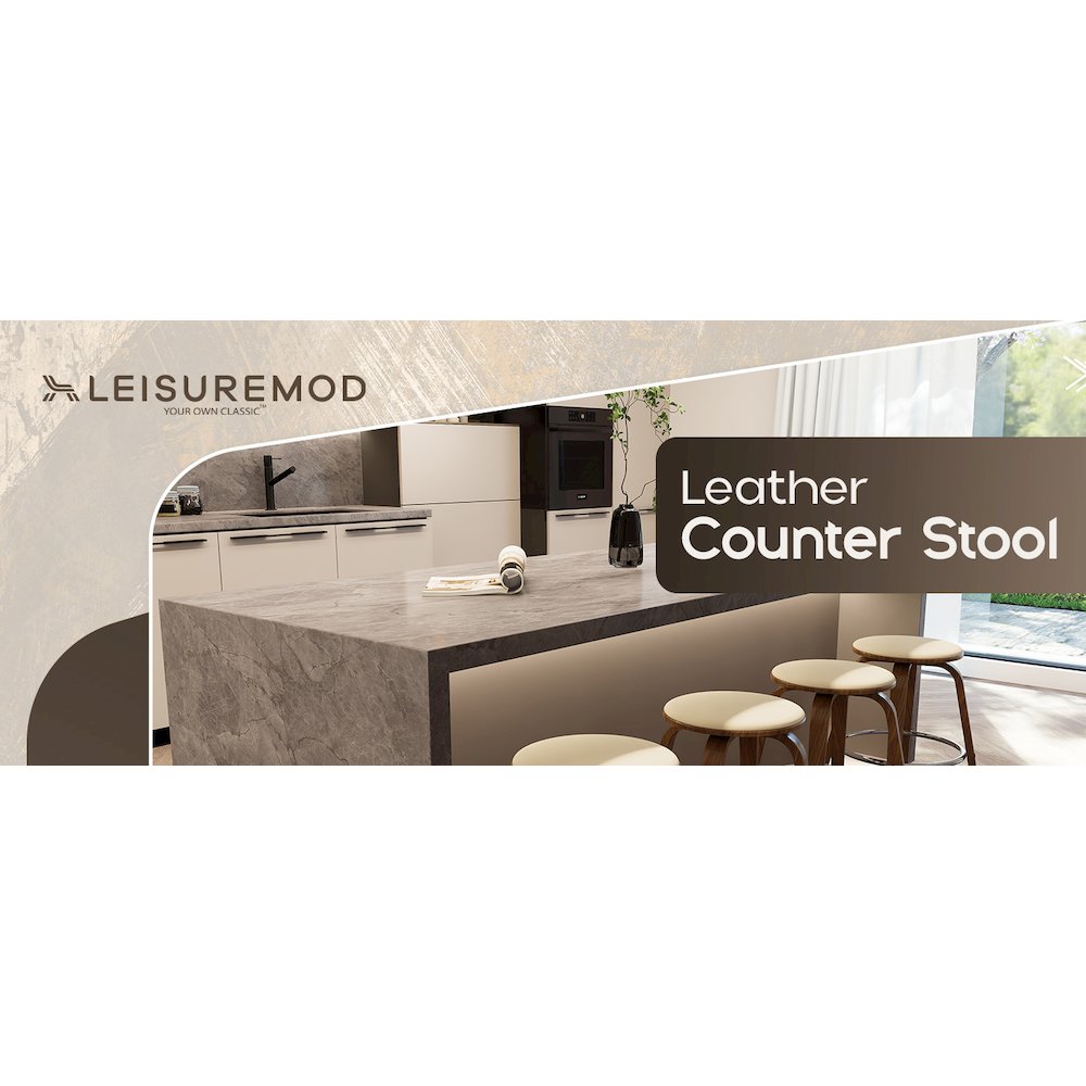 Wooden Counter Stool Pelya Collection Modern Style Walnut color in Cream. Picture 25